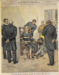 Vereinigte Staaten von Amerika, 20. Jahrhundert, Die Hinrichtung von Czolgosz, Mörder des Präsidenten der Vereinigten Staaten McKinley, 29. Oktober 1901 (Kunstwerk von einem Magazincover)