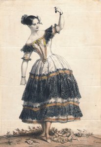 Fanny Elssler als Florinda im Tanz La Cachucha Ballett Le Diable boiteux, 1836
