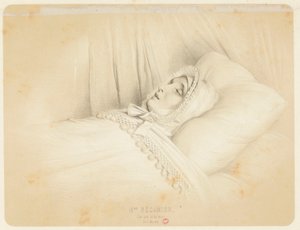 Madame Récamier (Juliette Récamier) auf ihrem Sterbebett am 11. Mai 1849 von Achille Devéria