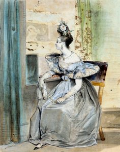Porträt von Marie Nodier in einer Theaterloge um 10 Uhr von Achille Devéria