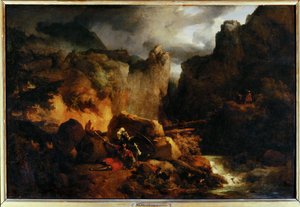Landschaft. Tod von Roland im Jahr 778 von Achille Etna Michallon