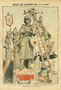 Illustration von Achille Lemot in Le Pelerin, 05/05/07 - Essai de laicisation - Antimaconismus Freimaurerei, Religion Glaube, Katholizismus - Laizismus - Jeanne d