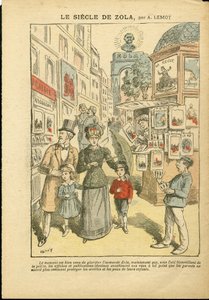 Illustration von Achille Lemot (1846-1909) in Le Pelerin, 03/05/08 - Das Jahrhundert von Zola - Religion Glaube, Familie, Pornografie, Zeitungskioske, Katholizismus, Rue Gasse - Zola Emile von Achille Lemot