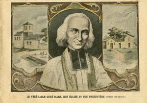 Illustration von Achille Lemot (1846-1909) in Le Pelerin, 06/03/04 - Der ehrwürdige Pfarrer von Ars, seine Kirche und sein Pfarrhaus - Religion Glaube, Kirchen Kathedralen, Katholisch Katholizismus - Pfarrhaus - Pfarrer von Ars (Abbé Vianney) (178-1859) von Achille Lemot