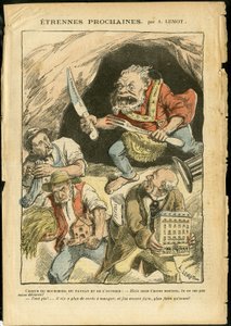 Illustration von Achille Lemot (1846-1909) in Le Pelerin, 07/01/06 - Nächster Fremder - Landwirtschaft, Kollektivismus, Sozialismus - Arbeiter, Bauern, Landwirte - Oger/essen/schlucken, Animalisierung von Achille Lemot