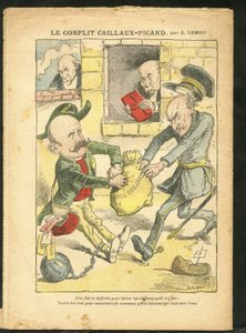 Illustration von Achille Lemot (1846-1909) in Le Pelerin, 07/03/09 - Der Caillaux-Picard-Konflikt - Besteuerung, Einkommensteuer - Combes Emile (1835-1921), Clemenceau George, Caillaux Joseph (1863-1944) von Achille Lemot