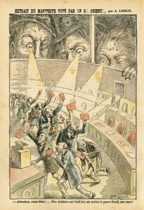 Illustration in Le Pelerin, 20/11/04 - Auszug aus dem Manifest, das vom Großen Orient abgestimmt wurde - Antimasonismus Freimaurerei, Großer Orient von Frankreich - Urne von Achille Lemot