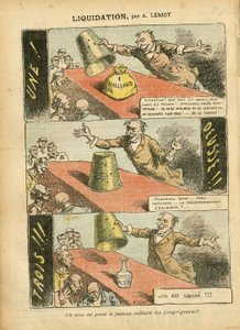 Illustration von Achille Lemot (1846-1909) in Le Pelerin, 23/06/07 - Liquidation - Spiel, Religion Glaube, Silber, Katholizismus - Milliarden der Kongregationen - Honneteau von Achille Lemot
