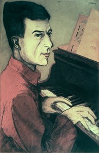 Porträt von Maurice Ravel am Klavier von Achille Ouvré
