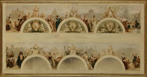 Die Stadt Paris bietet allen Nationen die Gastfreundschaft ihrer Kunstschulen, Museen und wissenschaftlichen Einrichtungen - Skizze für die Eingangshalle des Hôtel de Ville de Paris