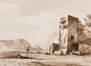 Möglicherweise eine Ansicht von Posillipo, mit Vesuv in der Ferne, mit Ergänzungen eines Borbone-Schülers
