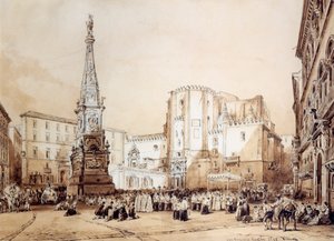 Prozession auf der Piazza San Domenico Maggiore in Neapel von Achille Vianelli