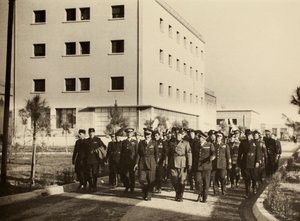 Einweihung der Gebäude des Königlichen Flughafens "Fausto Pesci" in Bologna, erbaut von der Firma Mauro Toschi fu Ulisse, in Anwesenheit des Duce Benito Mussolini, 24.10.1936