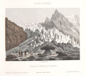 Ansicht des Couvercle-Steins beim Talèfre-Gletscher (Erinnerung an Chamonix-Mont-Blanc) von Ad. Cuvillier