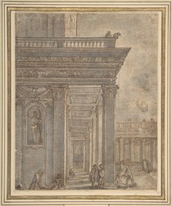 Ein Tempel in einem Hof (Teich von Bethesda) von Adam Elsheimer