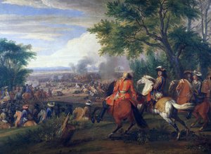 König Ludwig XIV. bei der Niederlage der spanischen Armee in der Nähe des Brügger Kanals im Jahr 1667