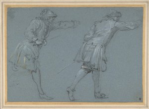 Studie von zwei Soldaten beim Fechten, 17. Jahrhundert von Adam Frans van der Meulen