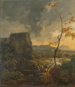 Italienische Landschaft mit antikem Tempietto
