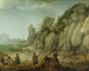 (Detail) Wildziegenjagd an der Küste, 1620 von Adam Willaerts