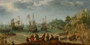Schiffe vor einer felsigen Küste, 1621