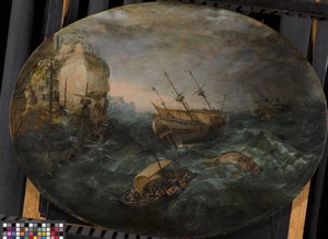 Schiffswrack vor einer felsigen Küste von Adam Willaerts