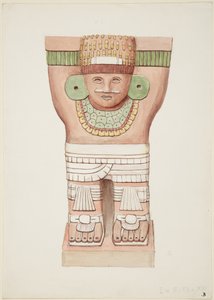 Karyatide aus der äußeren Kammer, Tempel A, Ballspielplatztempel, Chichen Itza, Mexiko