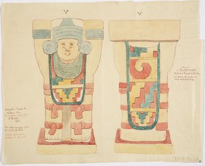 Karyatide aus der äußeren Kammer, Oberer Tempel der Jaguare (Tempel A), Ballspielplatz, Chichen Itza