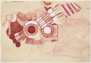 Kopie eines Fragmentes eines Gemäldes aus der Casa de Barrios, Teopancaxco, Teotihuacan, Bundesstaat Mexiko