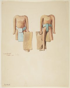 Vorder- und Rückseite einer kopflosen Figur mit fehlendem rechten Bein und rechter Hand