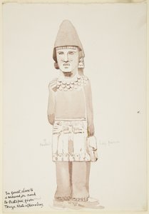 Statue aus Teayo, Nord-Veracruz, Mexiko (Steinstatue mit männlicher Figur im Kilt)
