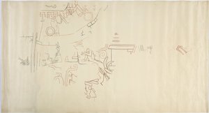 Abzeichnung eines Wandgemäldes aus Casa de Monjas, Chichen Itza, Mexiko, Gewölbe in großer Kammer von Adela Breton