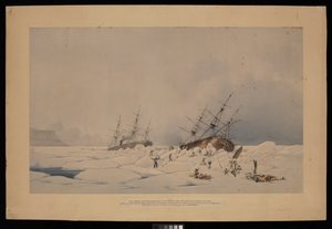 H.M.S. Phoenix und die Breadalbane im Moment, als letztere zerquetscht und versenkt wurde von Admiral Edward Augustus (after) Inglefield