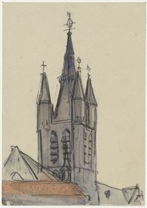 Turm der Alten Kirche in Delft von Adolf le Comte