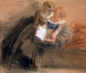 Junge Frau mit einem Kind, zwischen 1844 und 1850