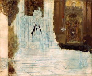 Altar in einer Barockkirche. Unvollendet von Adolph Menzel