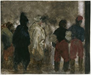 Ankunft französischer Kriegsgefangener in Berlin bei Nacht von Adolph Menzel