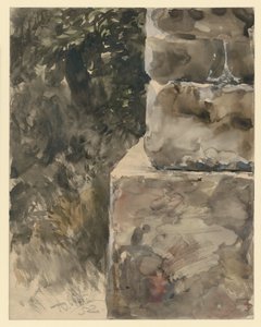 Baumgrün am Steinsockel von Adolph Menzel