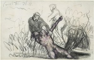 Bergung einer männlichen Leiche aus dem Landwehrkanal (c) von Adolph Menzel