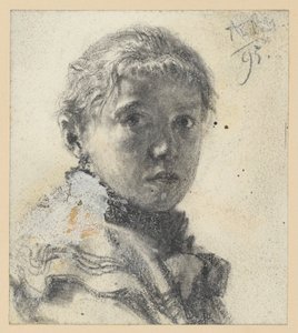 Brustbild eines Mädchens nach rechts, Kopf dem Beschauer zugewendet von Adolph Menzel