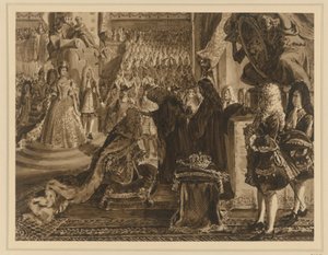 Friedrich I. König von Preußen, gesalbt zu Königsberg am 18. Januar 1701. Entwurf für die "Denkwürdigkeiten aus der Brandenburgisch-Preußischen Geschichte" von Adolph Menzel