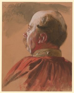 Friedrich Karl Prinz von Preußen, halb überschnittenes Profil nach links, Porträtstudie zu "Die Krönung Wilhelms I. in Königsberg"