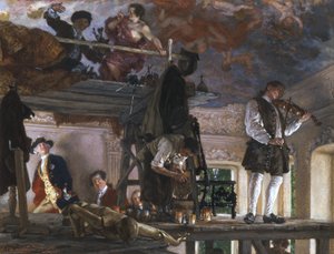 Kronprinz Friedrich besucht den Maler Pesne auf dem Malgerüst in Rheinsberg von Adolph Menzel