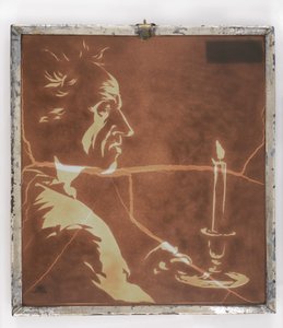 Männliches Brustbild bei Kerzenlicht von Adolph Menzel