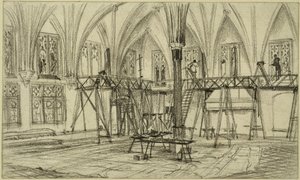 Maler auf Gerüsten im Sommerremter der Marienburg von Adolph Menzel