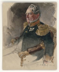 Oberregierungsrat Knerk, Brustbild nach links, 3/4-Profil, mit Bezeichnung des Dargestellten, Porträtstudie zum Gemälde "Die Krönung Wilhelms I. in Königsberg" von Adolph Menzel