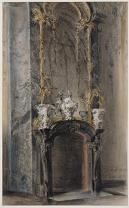 Rokokokamin im Ovalen Kabinett im Neuen Palais in Potsdam von Adolph Menzel