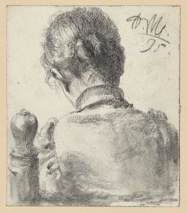 Rückenansicht einer auf einem Stuhl sitzenden Frau von Adolph Menzel