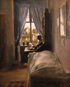 Schlafzimmer des Künstlers in der Ritterstraße von Adolph Menzel
