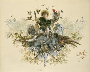 Tafelgeschirr: Bratenschüssel für Wildbret mit dem Hl. Hubertus von Adolph Menzel