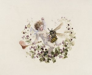 Tafelgeschirr: Suppenterrine, Deckel mit Putto und Wespe von Adolph Menzel